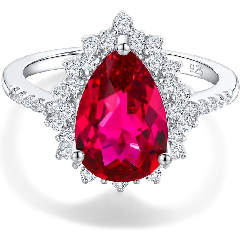 Women's 925 Sterling Silver Teardrop Engagement Birthstone Ring